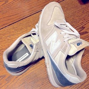 New Balance White & Blue Sneakers